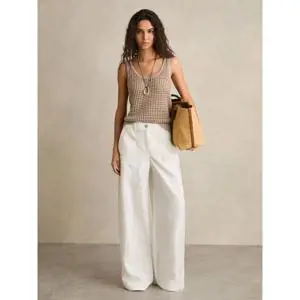 REISS ASHBY Linen Wide Leg Trousers